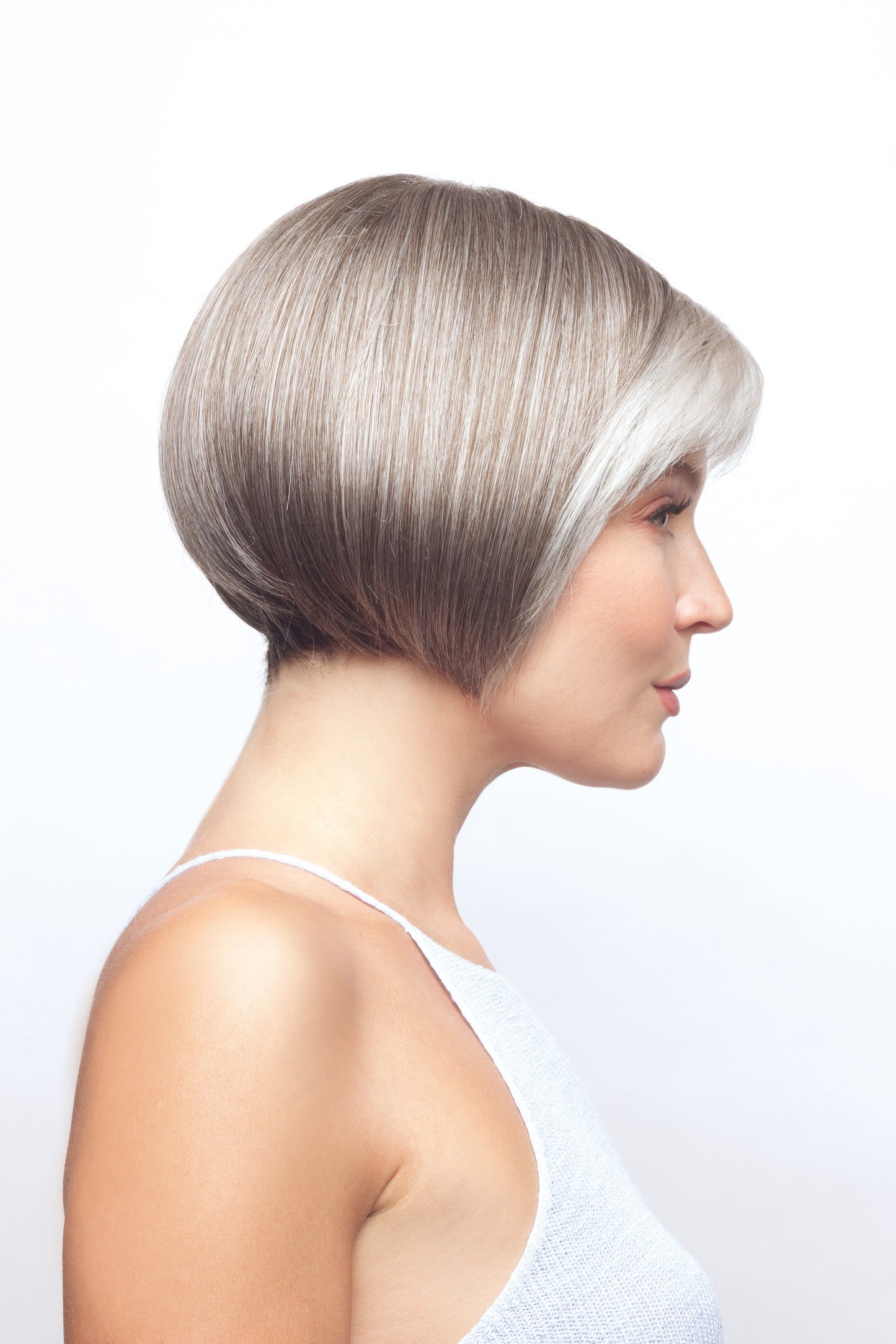 Cory by Noriko – Classic Bob Wig with Fringe | Sandy Silver | Fibre Hair | UK Stock