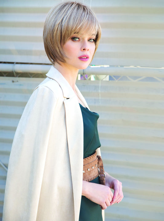Audrey by Hi-Fashion – Asymmetric Bob with Feathered Ends | Fibre Hair Wig | UK Stock